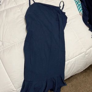 Wrap around with bow in back dress navy